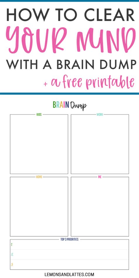 Free Printable Brain Dump Template Printable Word Searches