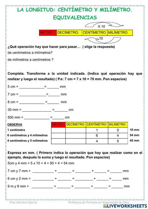 Centímetro Y Milímetro Worksheet Live Worksheets