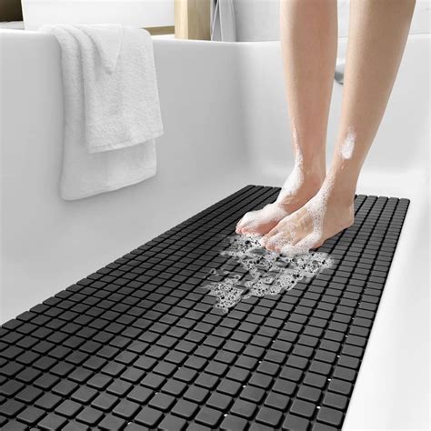 Dexi Bath Tub Shower Mat Non Slip 16 X 39 Extra Long Bathtub Mats Suction Cups Drain Holes