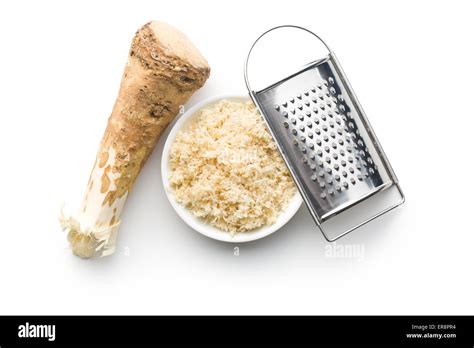 Grated Horseradish Root On White Background Stock Photo Alamy