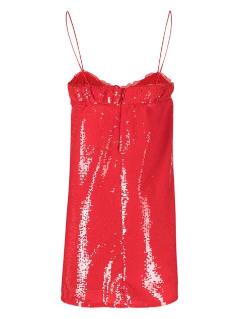 GANNI Sequinned Sleeveless Minidress Red FARFETCH