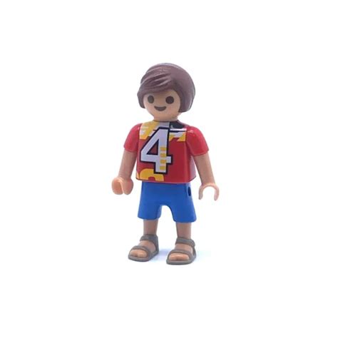 PLAYMOBIL ENFANT MODERNE Garçon T Shirt Rouge Short Bleu Sandales