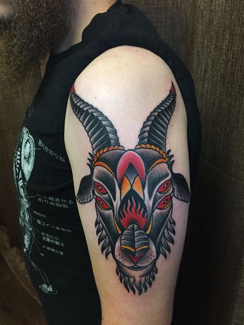 My Traditional Goat Head Tattoo By John Clark At Depiction Tattoo