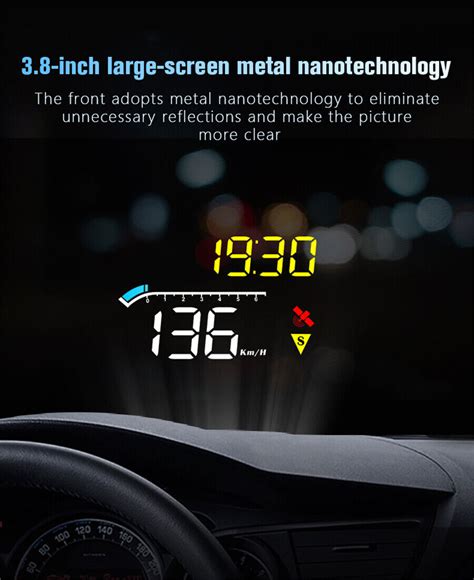 Inch Car Hud Led Windshield Speedometer Kmh Obd Gps Head Up