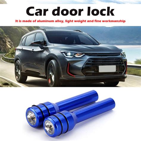 Bling Car Door Lock Knob Aluminum Door Lock Knob Pull Pin Pack Blue