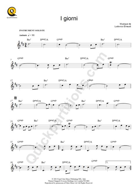 I Giorni Leadsheet Sheet Music From Ludovico Einaudi