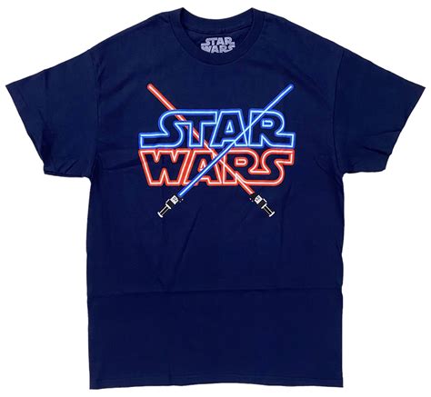 Star Wars Mens Officially Licensed Light Saber Sword Vintage Tee T Shirt Large Navy