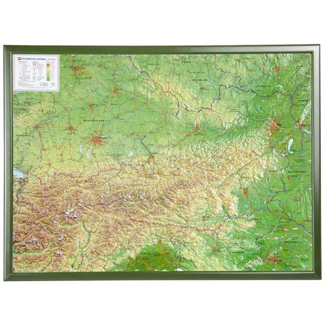 Georelief Landkarte Sterreich X D Reliefkarte Mit Holzrahmen