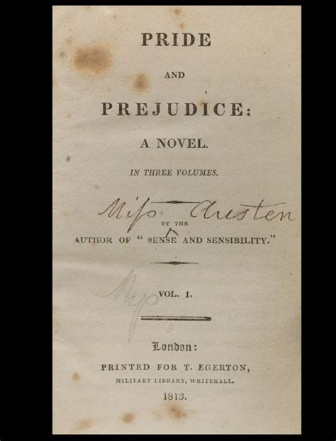 Rare First Edition Books Jane Austen Pride And Prejudice First