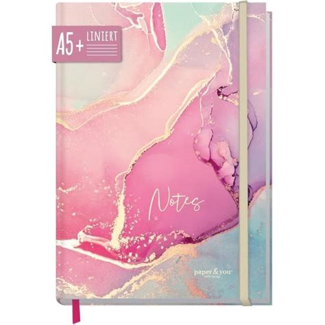 Paper You Carnet De Notes Ligné A5 Avec Élastique Rose Soie 156