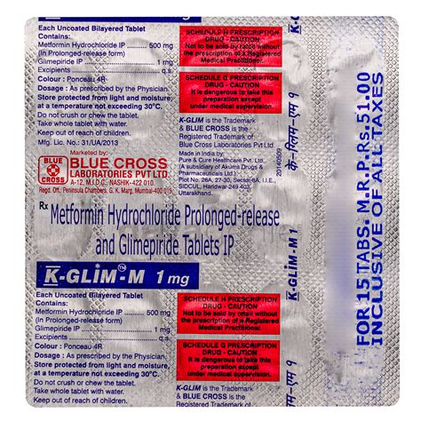 K Glim M Mg Tablet Pr View Uses Price Side Effects Composition And