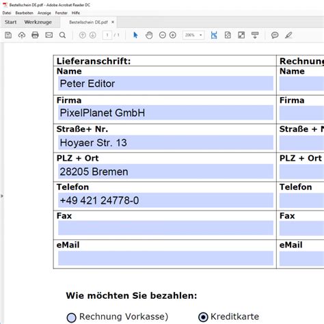 Ausfüllbare PDF Formulare erstellen und bearbeiten mit PdfEditor