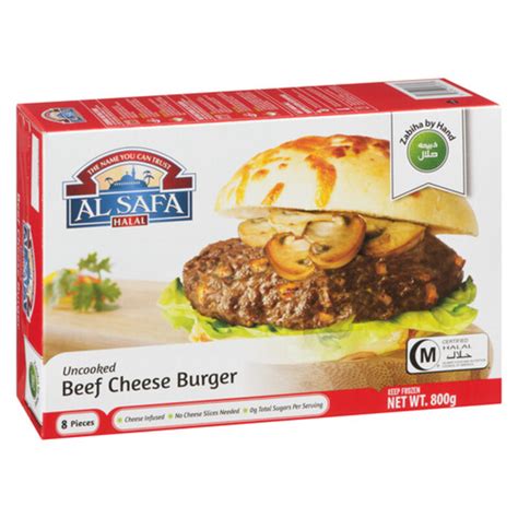 Al Safa Halal Frozen Beef Cheese Burgers 800 G Voilà Online Groceries