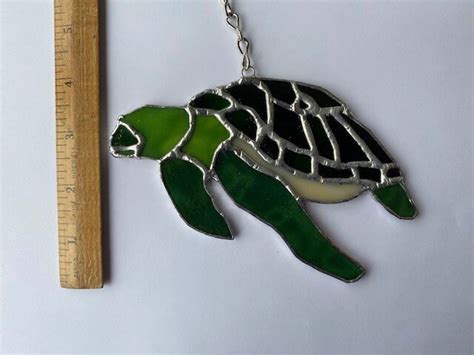 Beautiful Green Sea Turtle Stained Glass Suncatcher Very Etsy