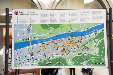 Map Of Landmarks Of Heidelberger Old Town For Tour At