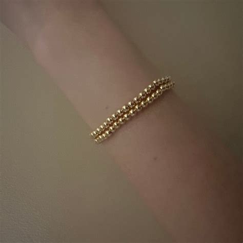 Gold Bead Bracelet 3mm 4mm 5mm 6mm 14k Gold Filled Bead Bracelet Gold