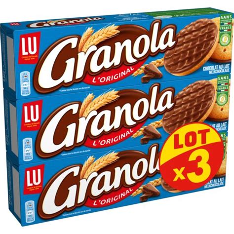 Biscuits sablés nappés au chocolat au lait Granola LU Les 3 boîtes de