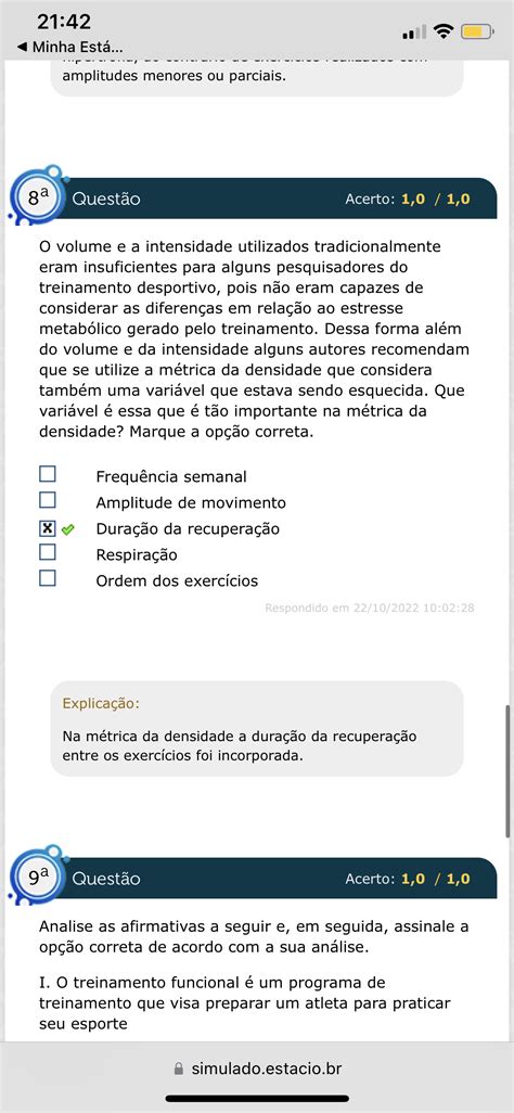 Simulado Metodologia Do Treinamento Neuromuscular Metodologia Do