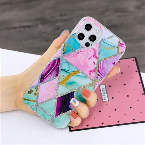 Triangular Marble Painted Galvanized Electroplating Soft Phone Case