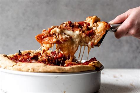 Chicago Style Deep Dish Pizza With Sausage And Pepperoni Recipe Deep