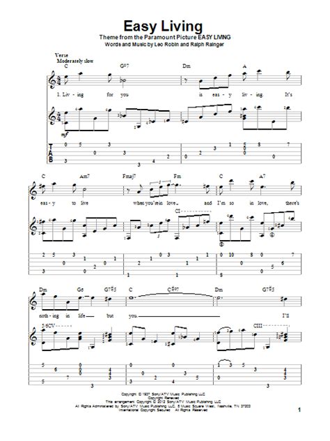 Easy Living By Billie Holiday Sheet Music For Solo Guitar At Sheet