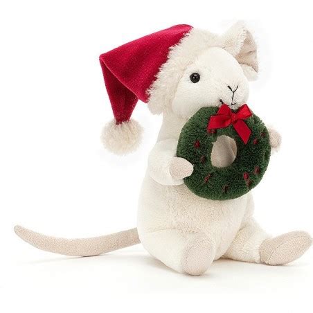 Peluche Merry Souris Couronne de Noël Jellycat