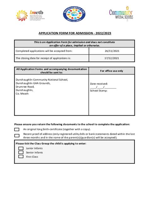 Fillable Online Application Form For Admission To All Other Years