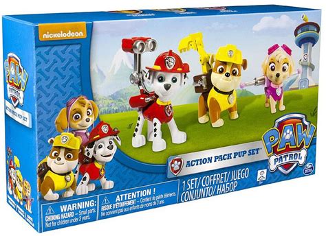 Paw Patrol Action Pack Pup Set Marshall Rubble Skye Figure 3 Pack Spin