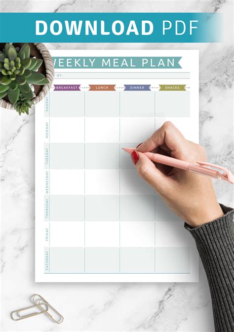 Download Printable Weekly Meal Plan Casual Style Pdf