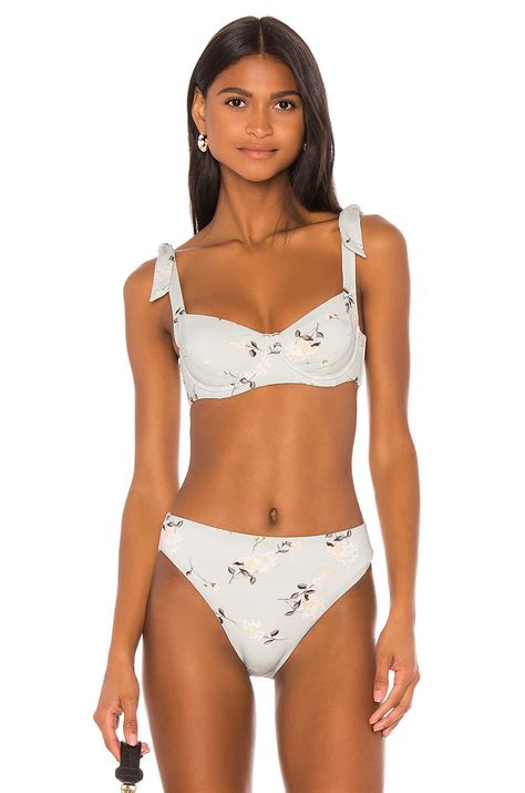 Zulu Zephyr Greenhouse Bra Cup Bikini Top In Seamist Floral Revolve