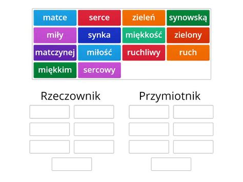 Rzeczowniki I Przymiotniki Group Sort