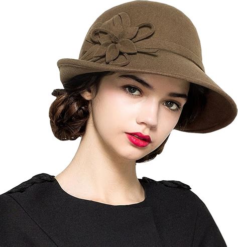 Maitose® Womens Wool Felt Flowers Church Bowler Hats Deep Camel At Amazon Womens Clothing Store