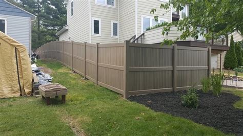 Green Teak Vinyl Fence Installation House Exterior Detroit By T