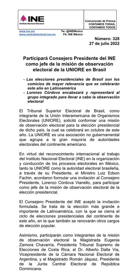 INEMexico on Twitter BoletínINE Participará Consejero Presidente