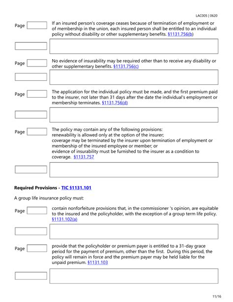 Form Lac005 Download Fillable Pdf Or Fill Online Group Life Insurance Checklist Texas