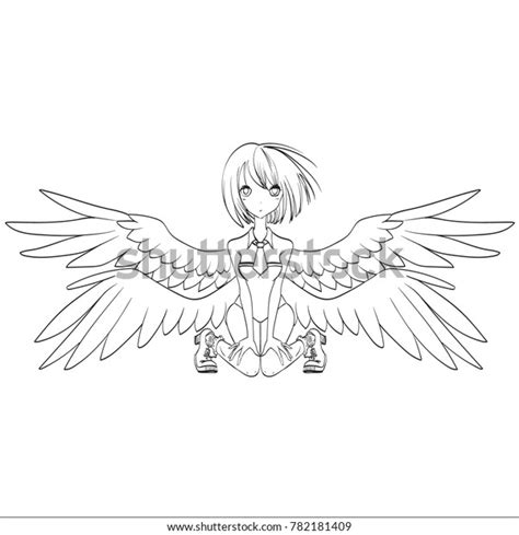 Anime Girl Wings Angel Illustration Vector Stock Vector (Royalty Free ...