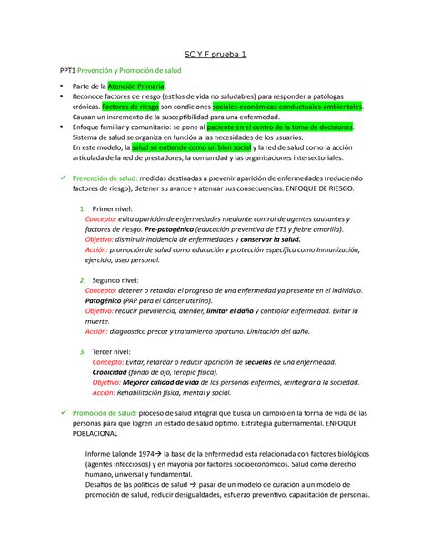 SC Y F Prueba 1 2 Resumen Salud Comunitaria Y Familiar II SC Y F