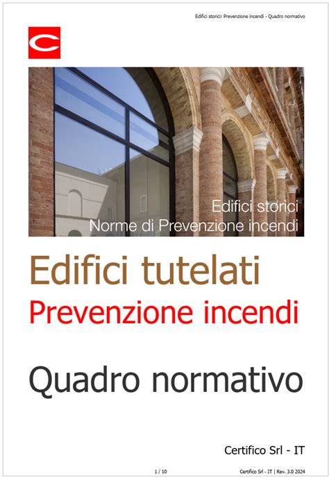 Edifici Tutelati Norme Di Prevenzione Incendi Quadro Normativo Rev