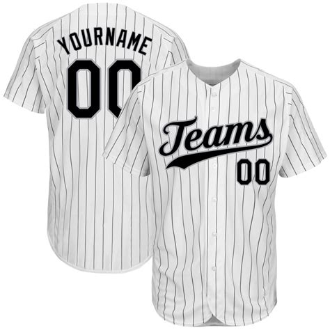 Custom White Black Pinstripe Black-Gray Authentic Baseball Jersey – Fiitg