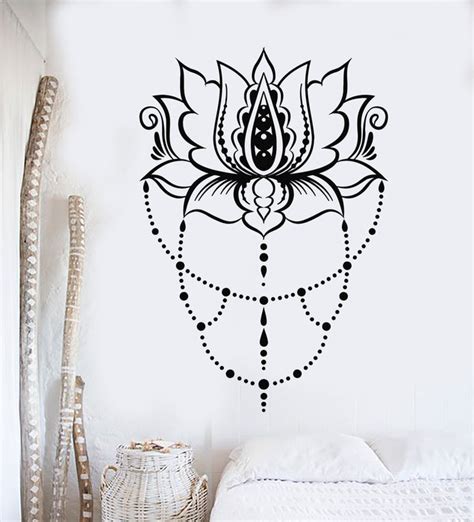 Vinyl Wall Decal Lotus Hindu Symbol Abstract Flower Yoga Studio Sticke