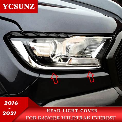 Abs Black Headlight Covers Surrounds Trim Suitable Ford Ranger Wildtrak