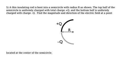 A Thin Insulating Rod Is Bent Into A Semicircle Chegg