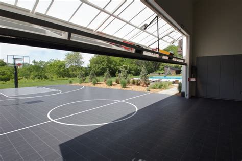 personal resort indoor outdoor basketball court - Transitional - Home ...