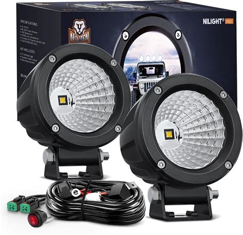 Amazon Nilight Led Light Pods 2PCS 3 Flood Round Led Offroad Fog