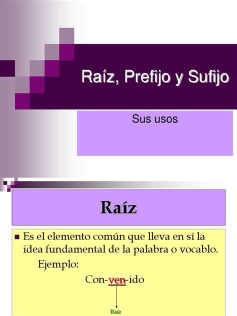 Raíz Prefijo Y Sufijo Sus Usos