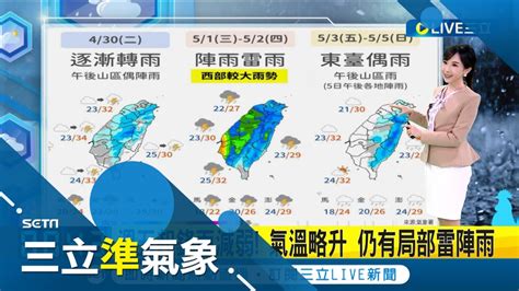 好天氣到今天！梅雨季鋒面明首報到 雷雨彈週三襲 徘徊 對流旺盛注意瞬間強風 雷擊│氣象主播 陳宥蓉│【三立準氣象】20240430│三立新聞台 Youtube