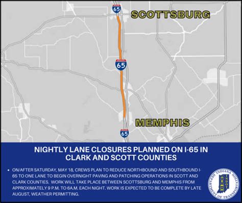 Nightly Lane Closures Planned On I 65 In Clark And Scott Counties