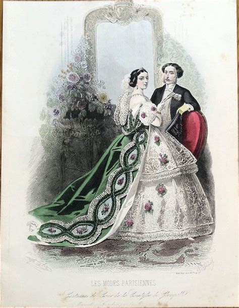 1859 Les Modes Parisienne Court Dress Victorian Era Fashion