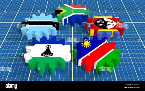 Southern African Customs Union members national flags Stock Photo - Alamy