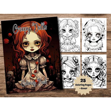 Creepy Dolls Coloring Book Printable Bone Chilling Scary Creepy Dolls